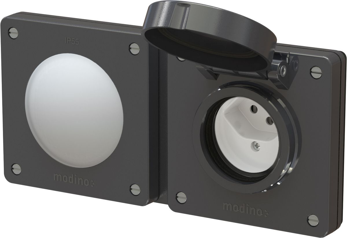 combinaison bouton NO/NF / type 13 ta.2x1 ENC exo IP55 noir