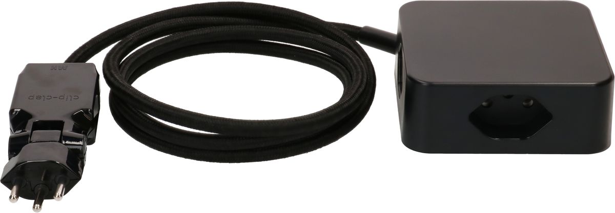 multiprise Cube 4x type 13 noir / noir 2m clip-clap