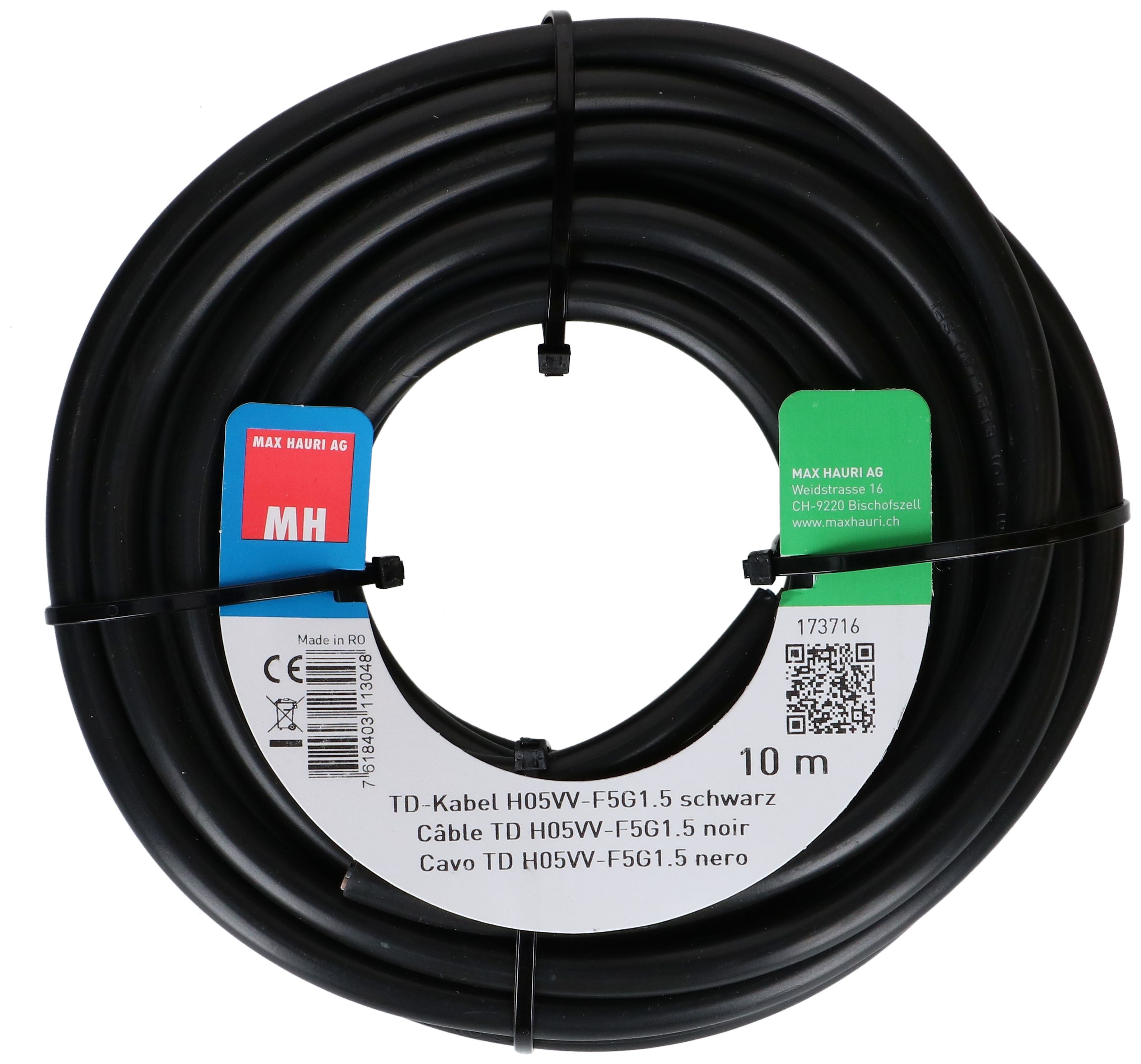câble TD H05VV-F5G1.5 10m noir