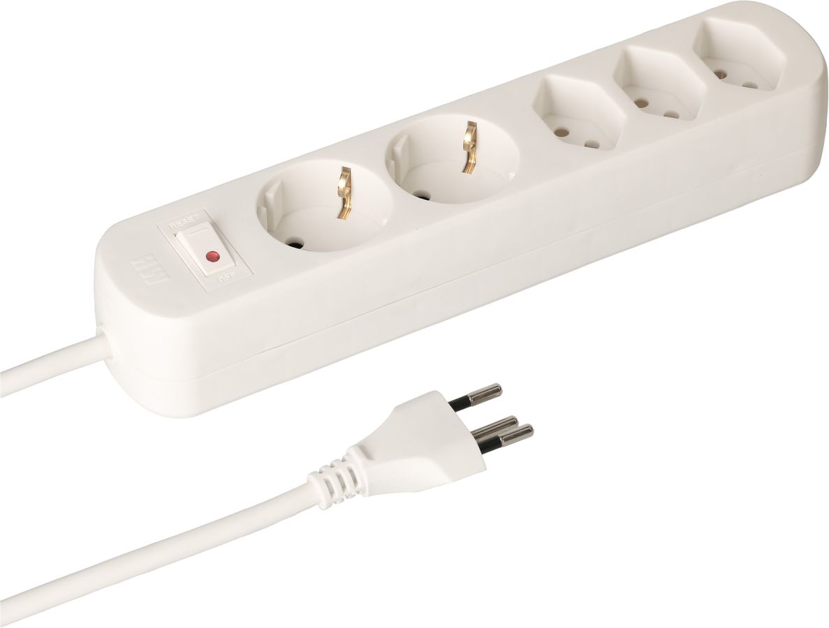 multiprise Basic Line 3x type 13 2x Schuko bc interrupteur 1.5m