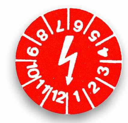 Adesivi di ispezione rosso fulmine