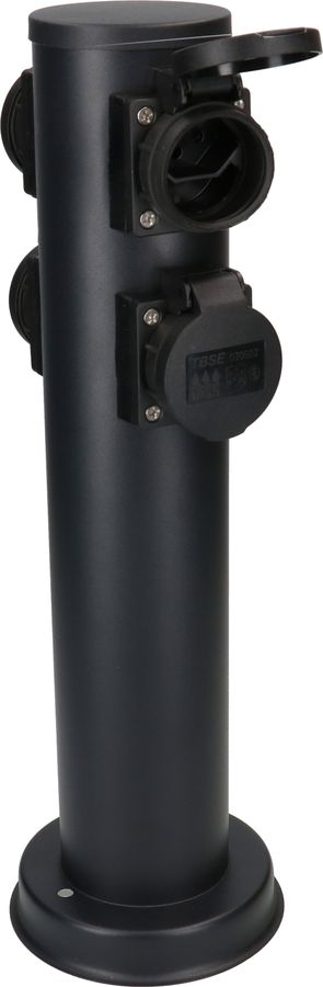colonne de prises de jardin 4x type 13 IP55 rond acier noir mat