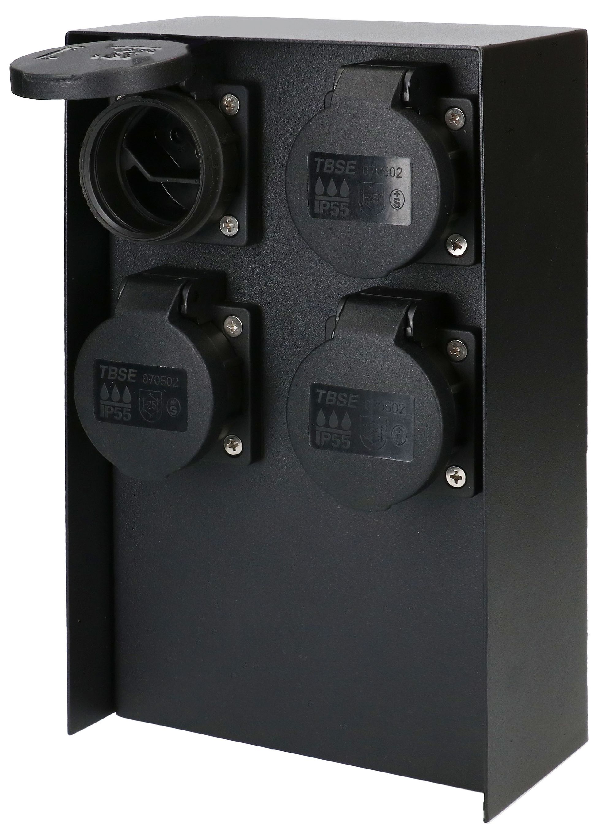 colonne de prises de jardin 4x type 13 IP55 acier noir mat