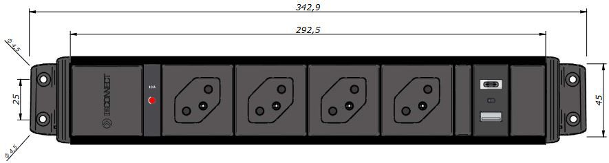 CUBO bloc multiprise noir 4x type 13 1x USB-A/C
