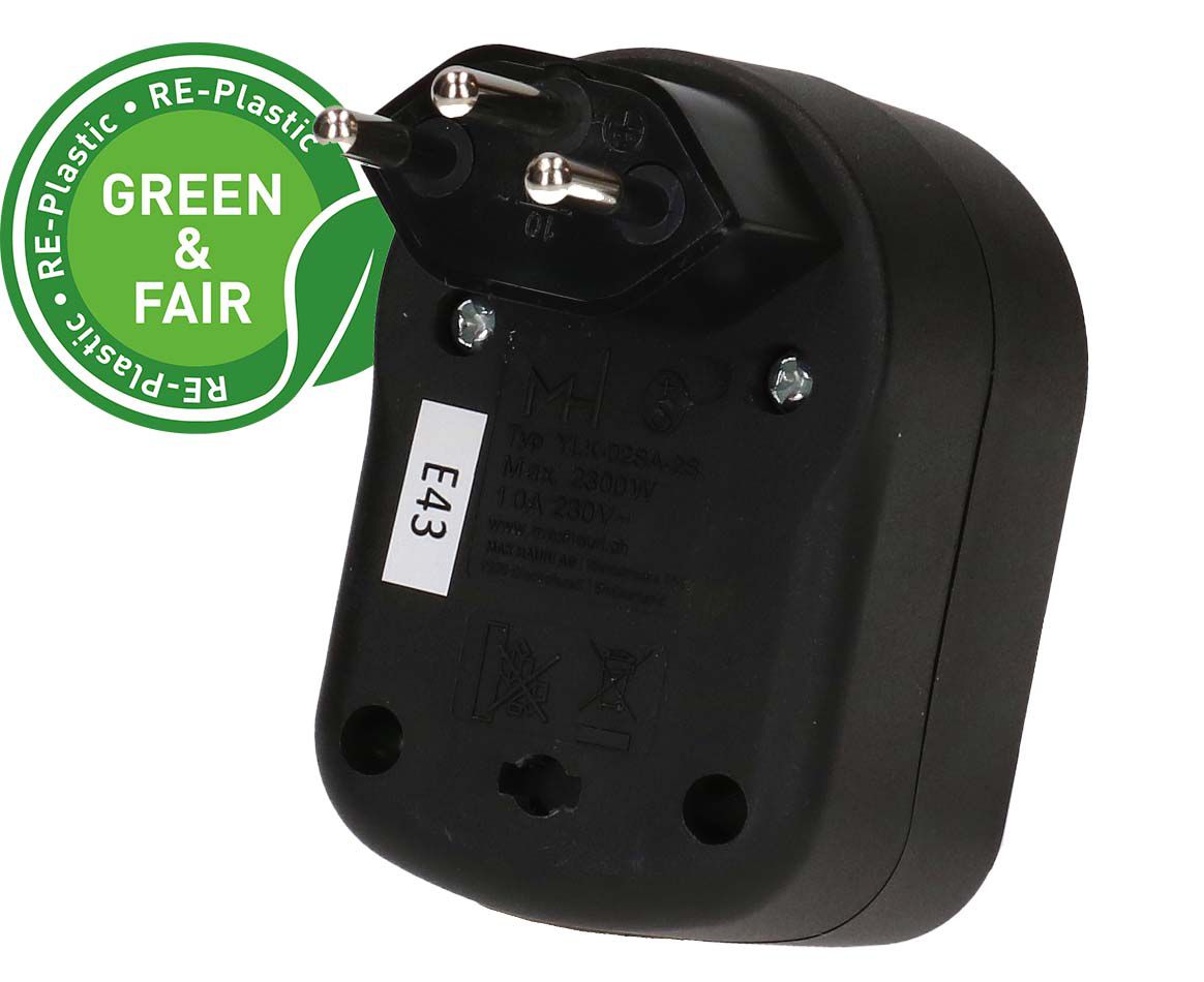 multi adaptateur ADAPT 2x type 13 noir rotatif Green+Fair
