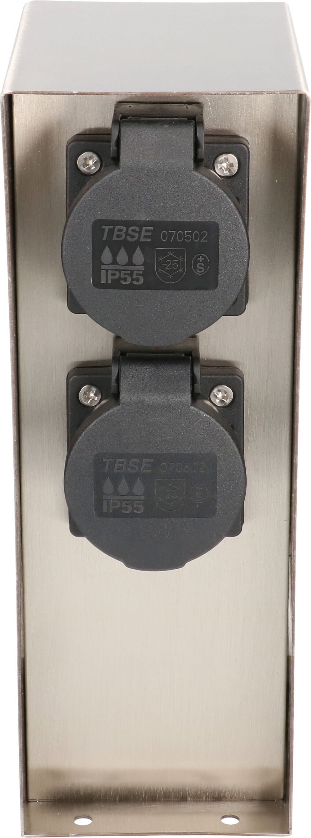 colonne de prises de jardin 2x type 13 IP55 prog. horaire acier