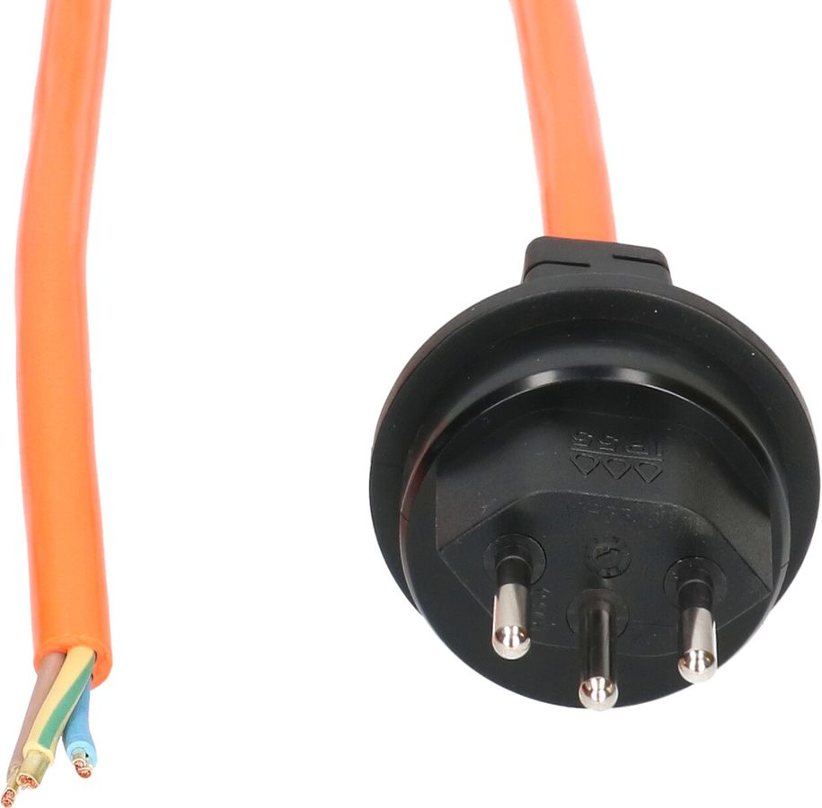 PUR câble secteur H07BQ-F3G1.5mm2 10m orange type 13 IP55
