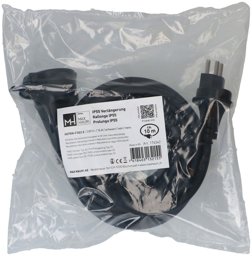 IP55 rallonge H07RN-F3G2.5 10m noir type 23 / type 23