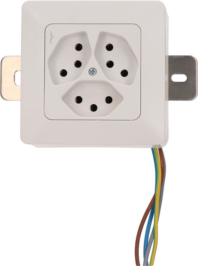 Steckdose 3x Typ 13 1S AP mit Montagebügel priamos weiss