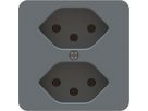 Steckdose 2x Typ 13 Einsatz +Frontplatte priamos anthrazit