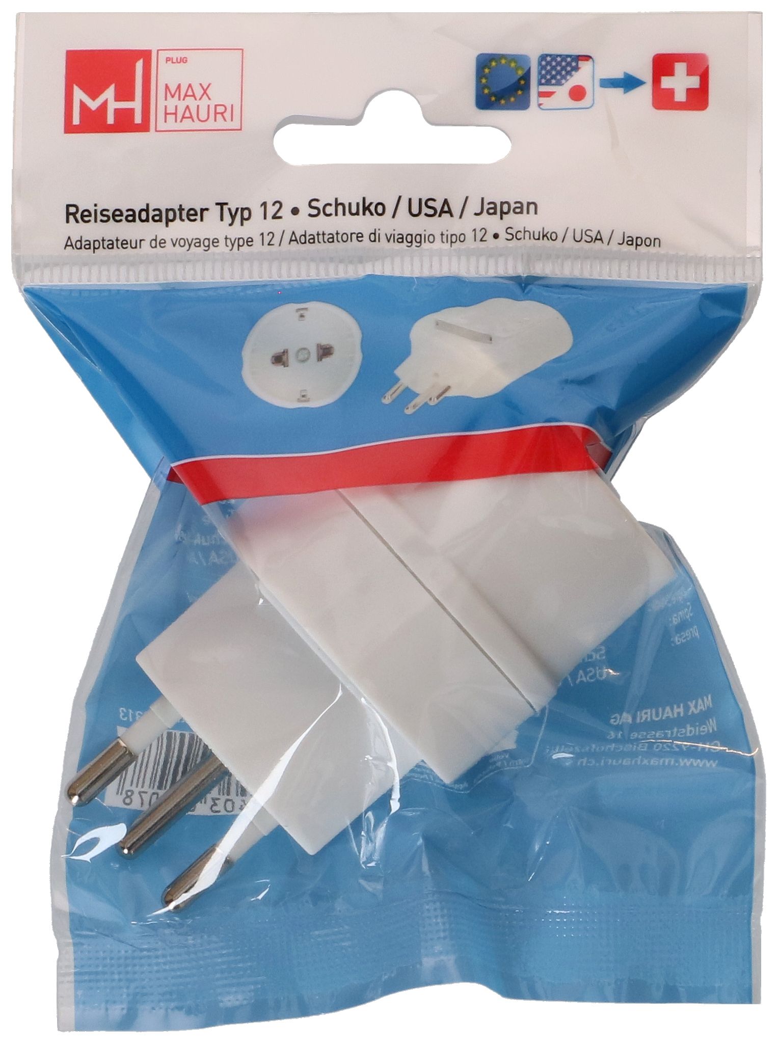 Reiseadapter Typ 12 / Schuko USA Japan 3/2-polig weiss