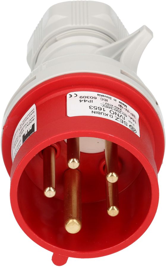 fiche CEE avec inverseur de phase 3P+N+E 400V/16A rouge IP44