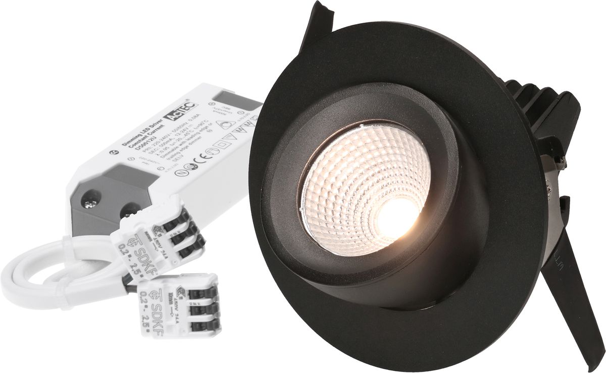 spot encastré à LED TURN Ø92 noir 3000K 960lm 50°