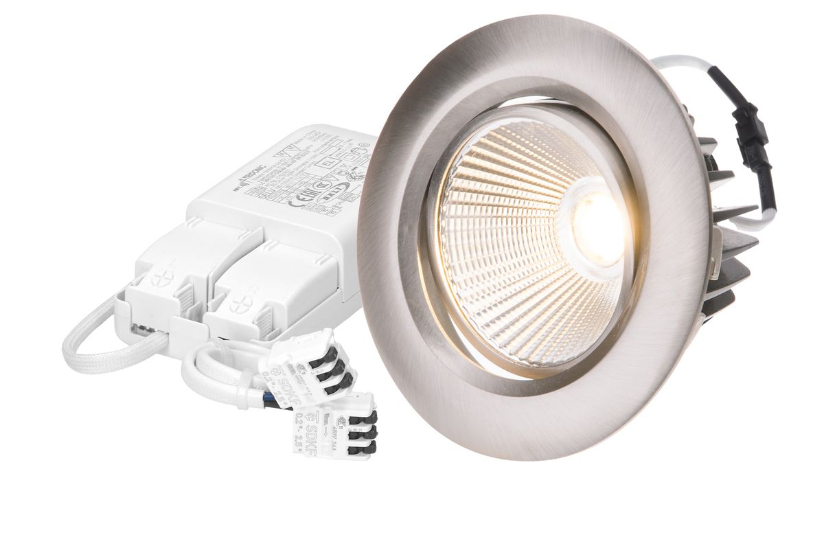 spot da incasso a LED AXO Ø80 DALI nichel spazz. 2700K 830lm 38°