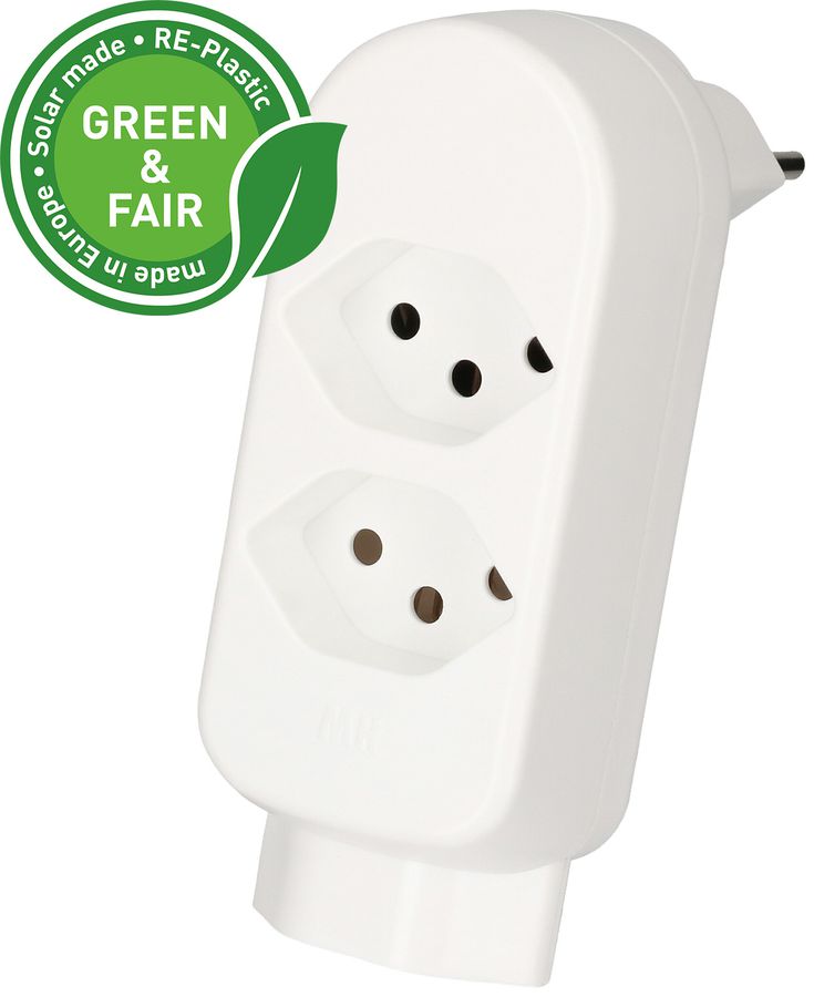 multi adaptateur ADAPT 2+1x type 13 blanc rotatif Green+Fair