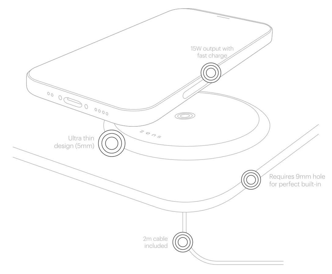 Zens Built-In Wireless Charger 15W