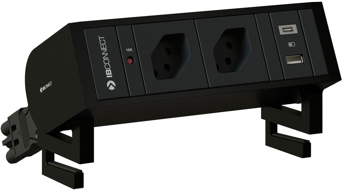 SUPRA Steckdoseneinheit schwarz 2x Typ 13 1x USB-A/C +Halterung