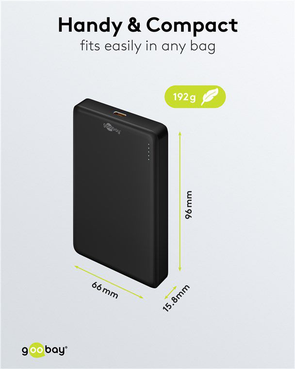 Powerbank 10000mAh PD/Wireless mit Magnetring