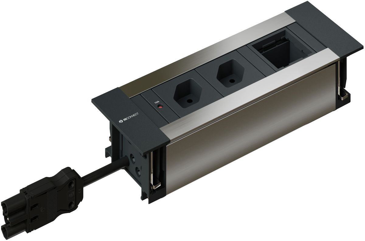 INTRO2.0 bloc multiprise anodisé 2x type 13 1x module vide