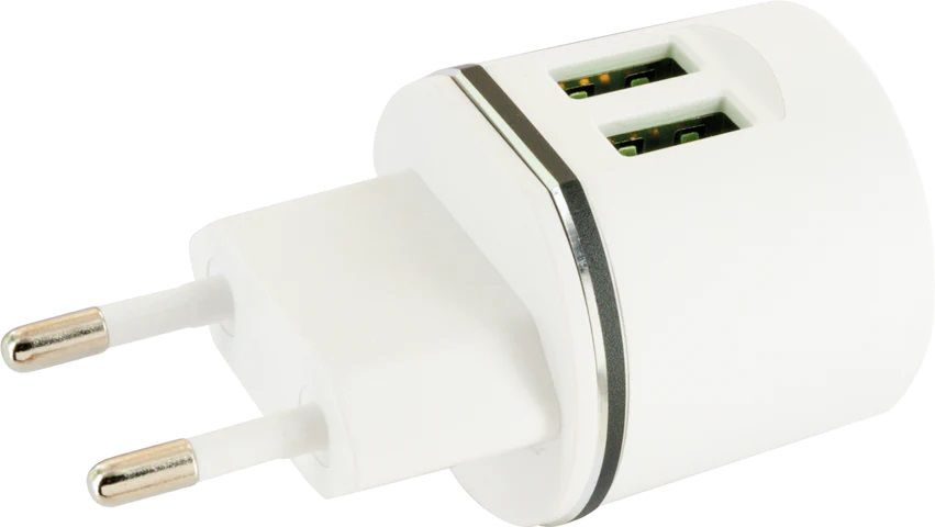 USB-adaptateur de charge 2x USB-A 12W blanc