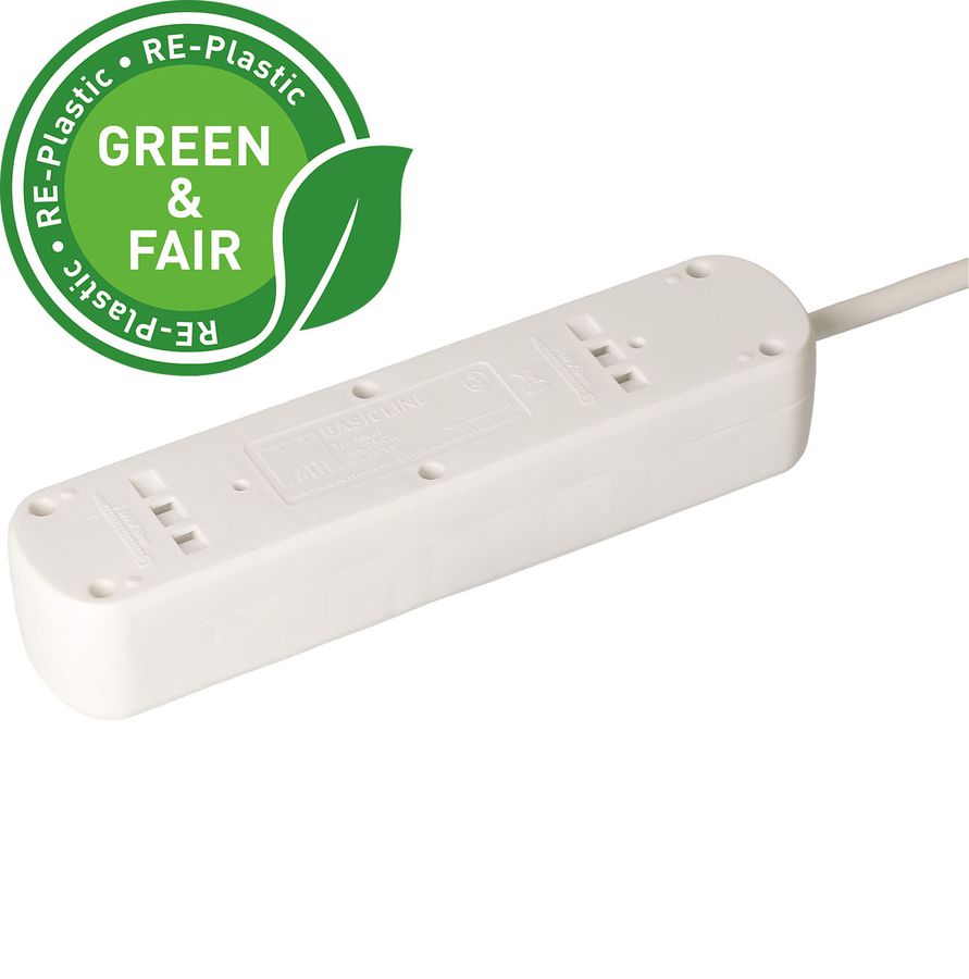 multiprise Basic Line 5x type 13 bc interrupteur 1.5m Green+Fair