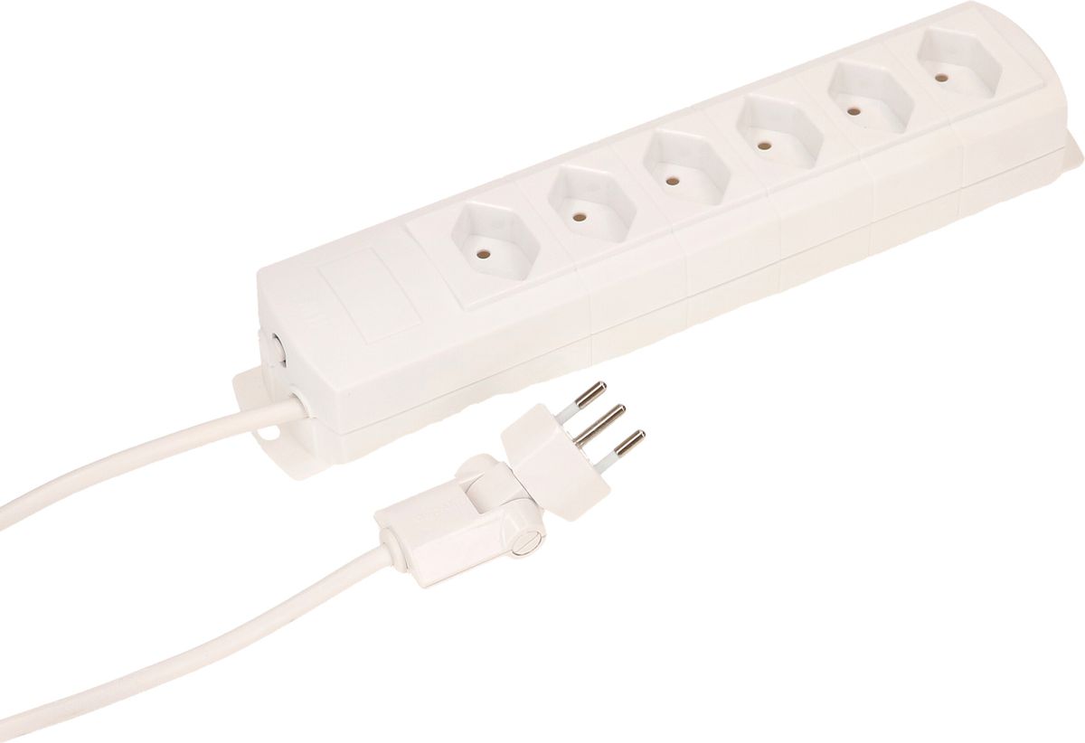 multiprise Prime Line 6x type 13 blanc aimant 3m clip-clap