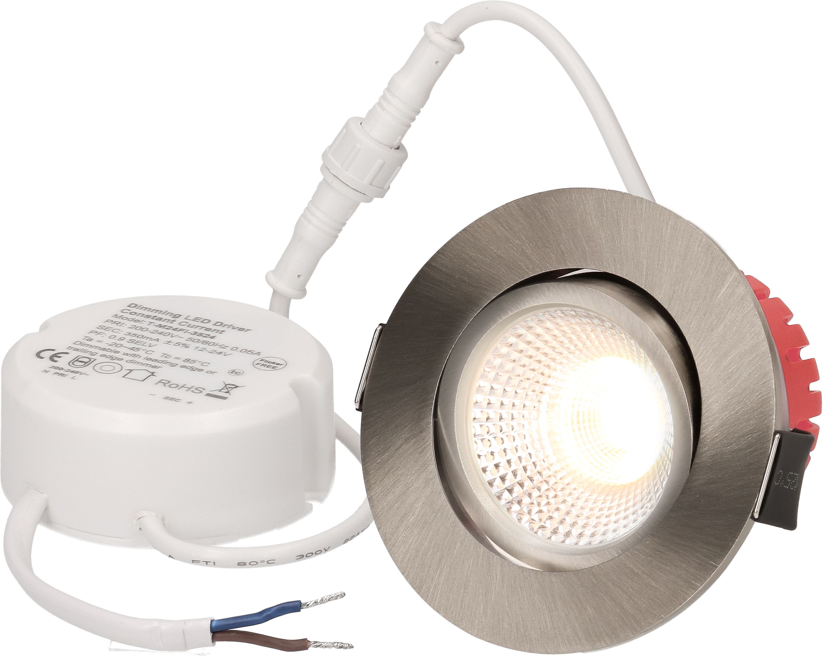 spot encastré à LED SOLV-IP65 Ø68 nickel brossé 3000K 710lm 38°
