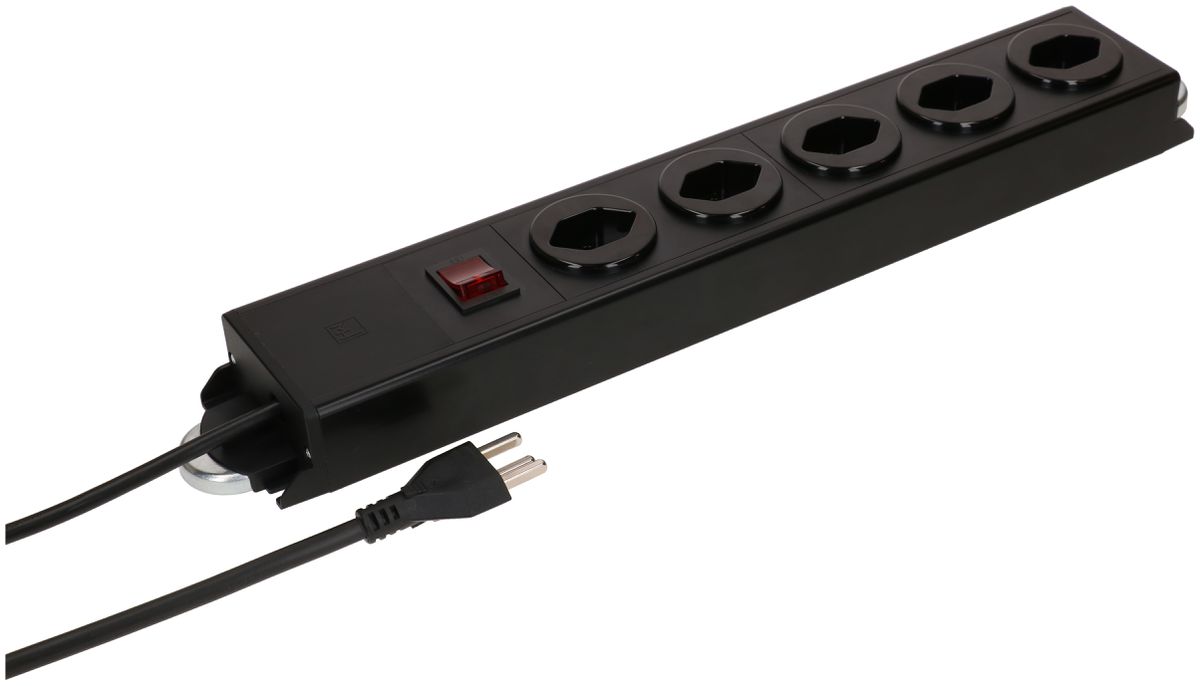 multipresa Power Line 5x tipo 23 nero/nero interrut. 1.5m magnete