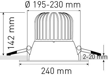 LED-Downlight ATMO Ø200 blanc 3000+4000K 2305lm 60°