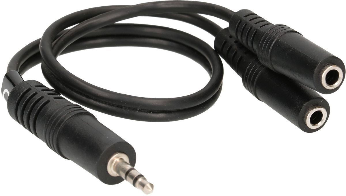 câble audio adaptateur Y stéréo fiche/prise jack 0.2m noir