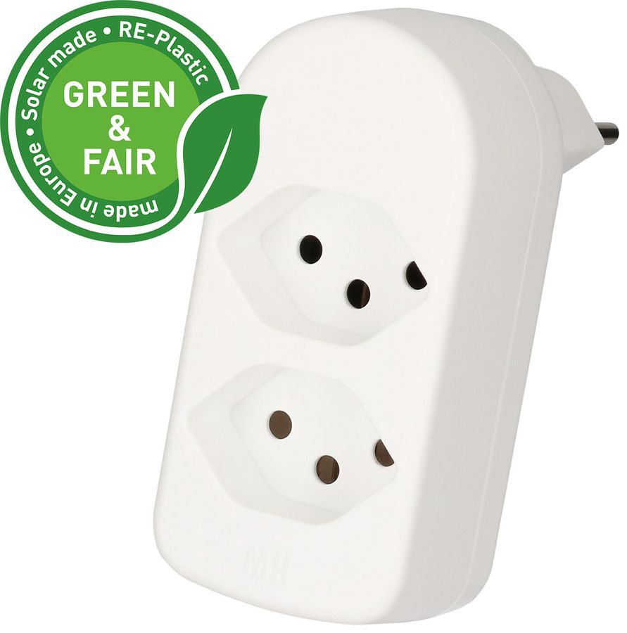 multi adaptateur ADAPT 2x type 13 blanc rotatif Green+Fair