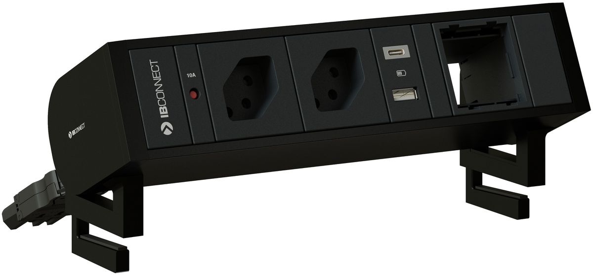 SUPRA bloc multiprise noir 2x type 13 1x USB-A/C 1x module vide