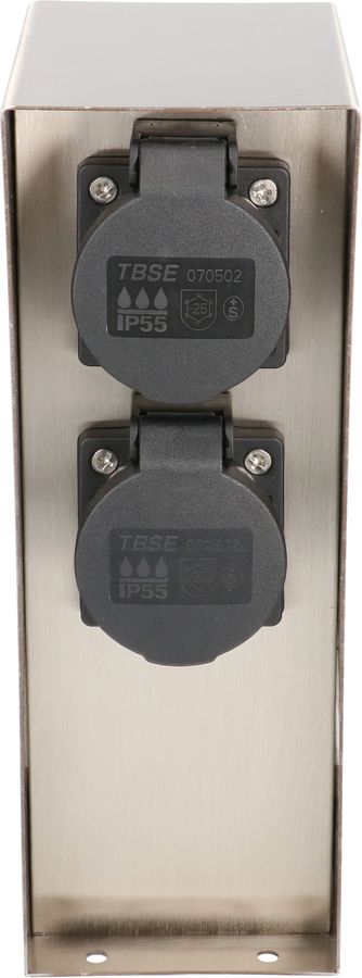 colonne de prises de jardin 2x type 13 IP55 prog. horaire acier