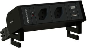 SUPRA bloc multiprise noir 2x type 13 1x USB-A/C +set de montage