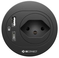 ATOM bloc multiprise noir 1x type 13 1x USB-A 1x USB-C