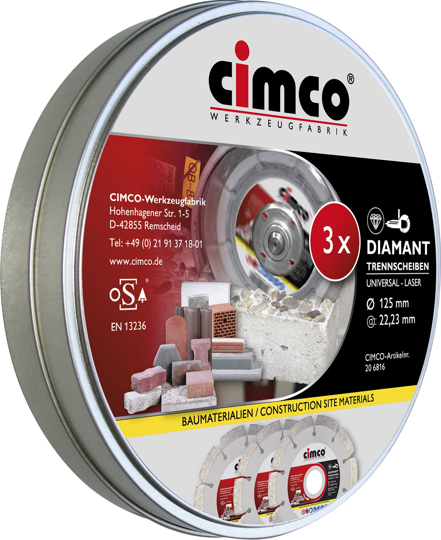 Disque diamant en boîte 3x 125mm