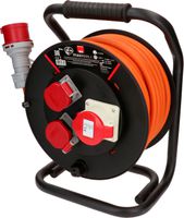 enrouleur de câble 2x type 25 IP55 1x CEE16-5 30m noir orange