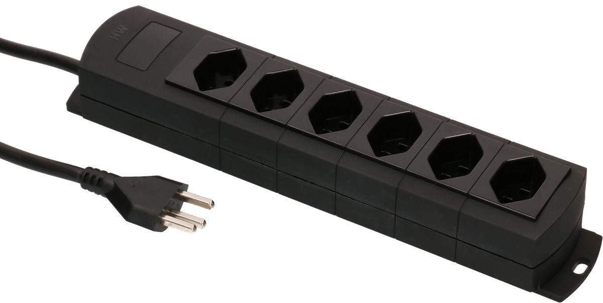 multiprise Prime Line 6x type 23 noir 3m