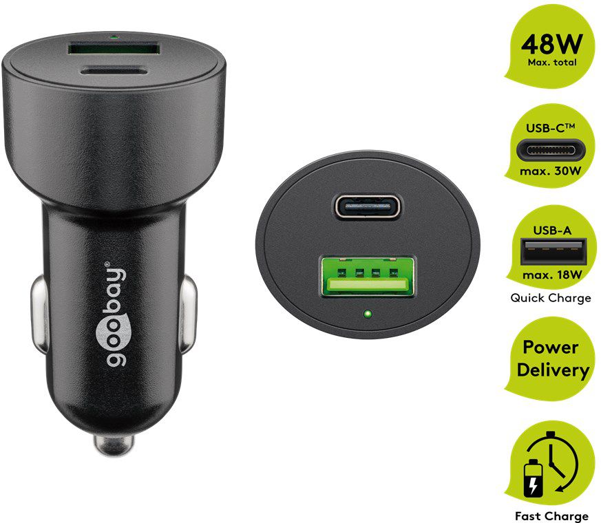 adaptateur de charge rapide USB voiture USB-C PD USB-A QC 48W nr