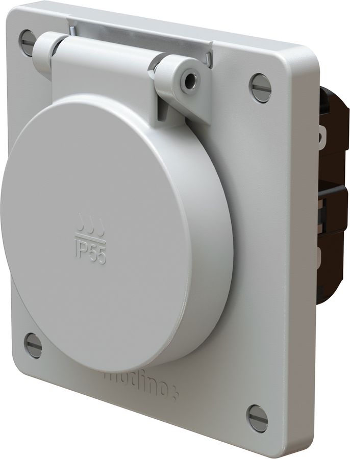 prise 1x type 25 insert avec set frontal exo IP55 gris clair