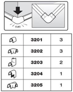 Raccords de goulotte 5mm blanc assorti 10 pcs.