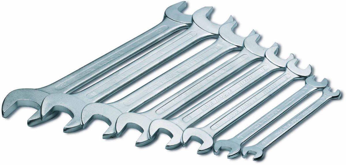 Set clés à fourche double 8p DIN3110/ISO3318 position mâchoire15