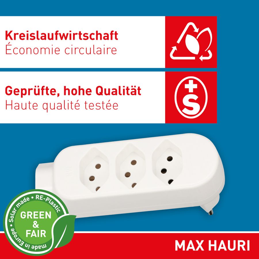 multi adaptateur ADAPT 3+1x type 13 blanc rotatif Green+Fair