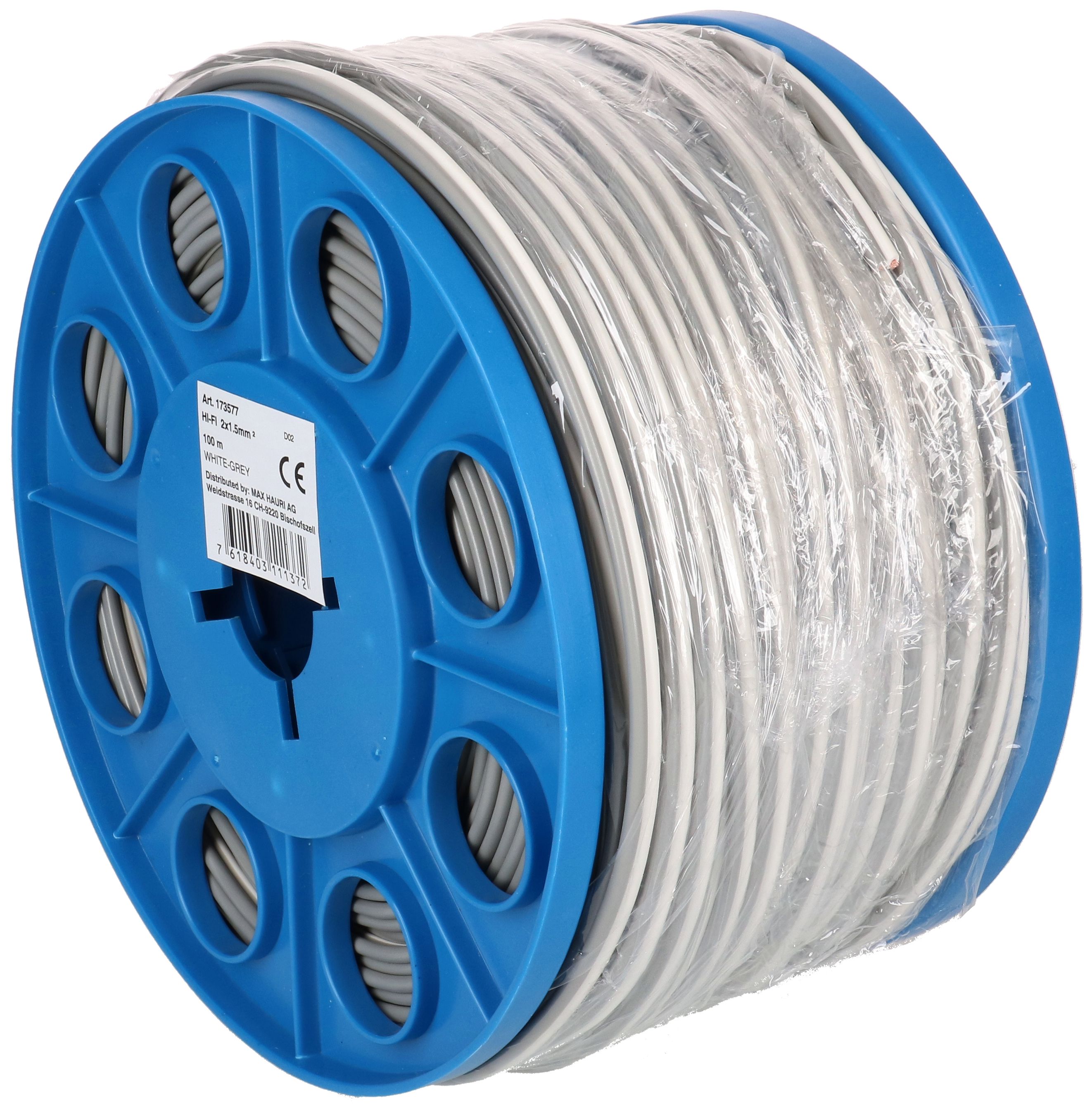 câble de haut-parleur 2x1.5mm² blanc