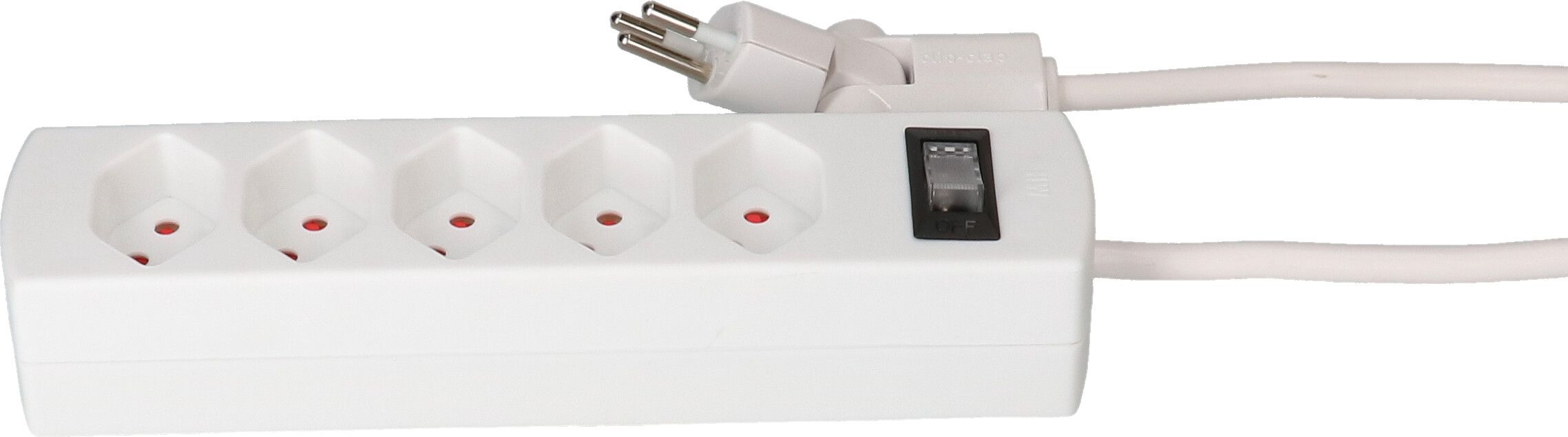 multiprise Safety Line 5x type 13 BS blanc interrupteur 2m cli.