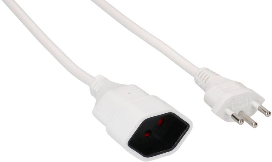 Rallonge TD H05VV-F3G1.0 1m blanc BS type 12 / type 13