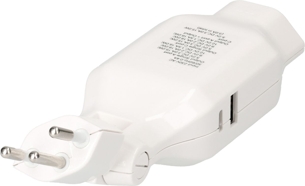 multi adaptateur clip-clap 1x type 13 USB Fast Charge blanc