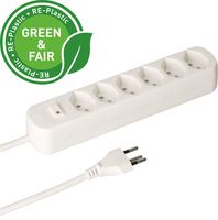 multiprise Basic Line 6x type 13 bc interrupteur 1.5m Green+Fair
