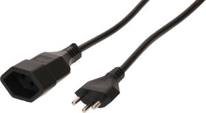 Rallonge TD H05VV-F3G1,0 2m noir type 12 / type 13