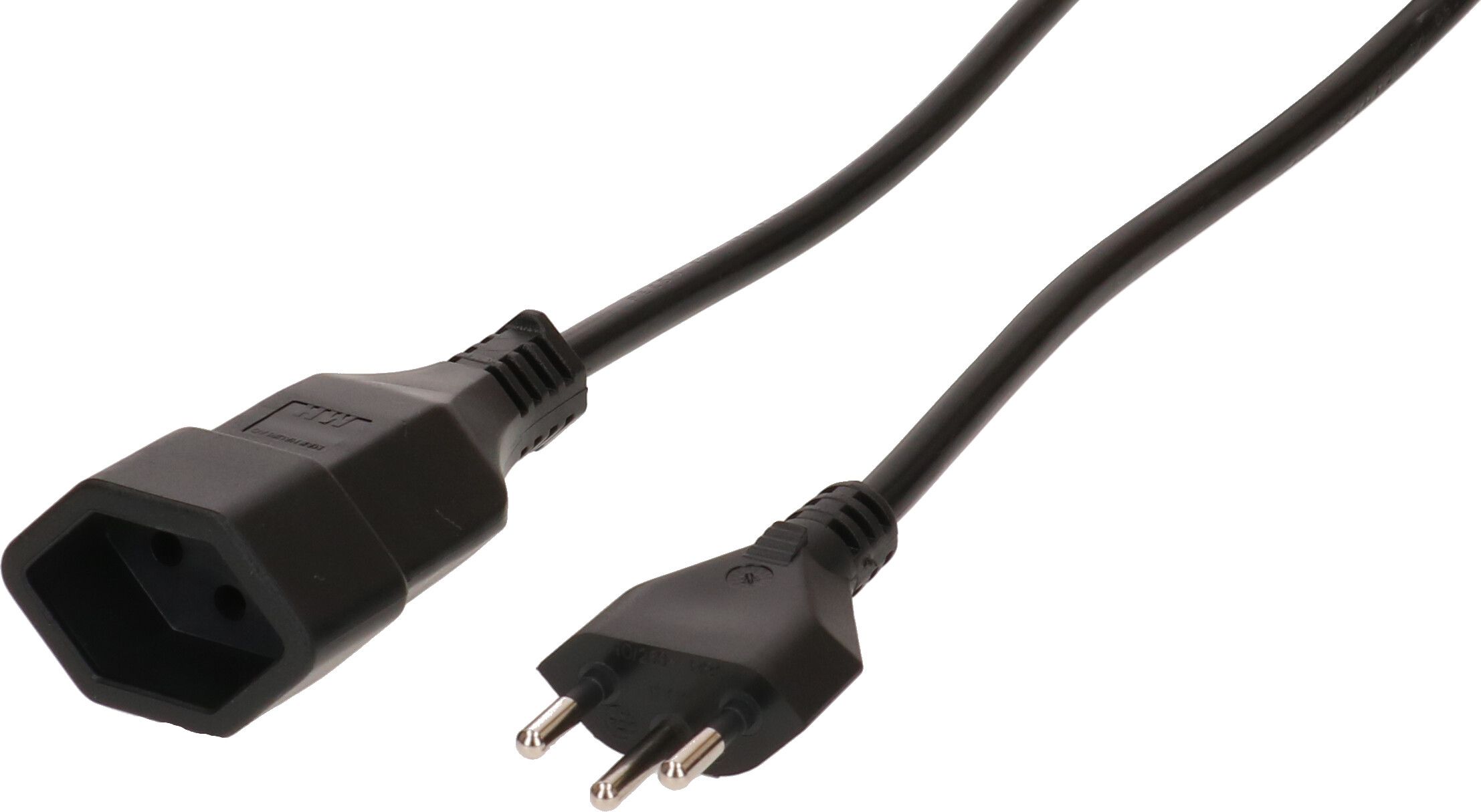 Rallonge TD H05VV-F3G1,0 2m noir type 12 / type 13